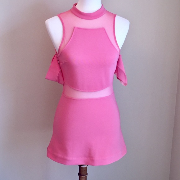 Topshop Dresses & Skirts - Topshop Coral Mesh Knit Cold Shoulder Mini Dress 4